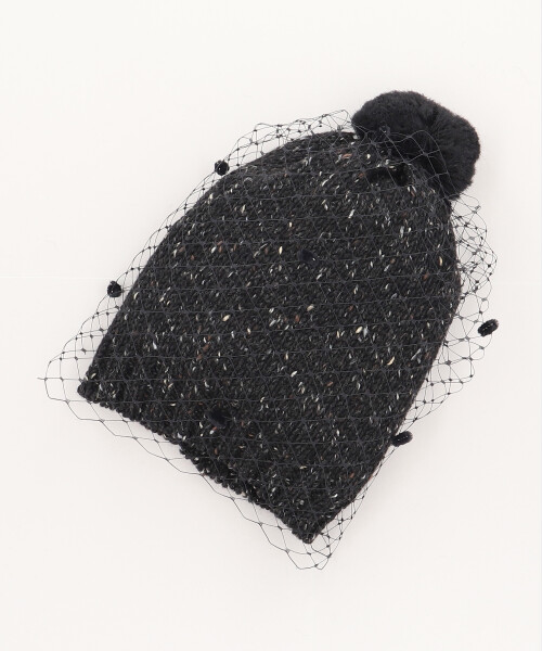 TWEED VEIL BEANIE BLACK ONESIZE