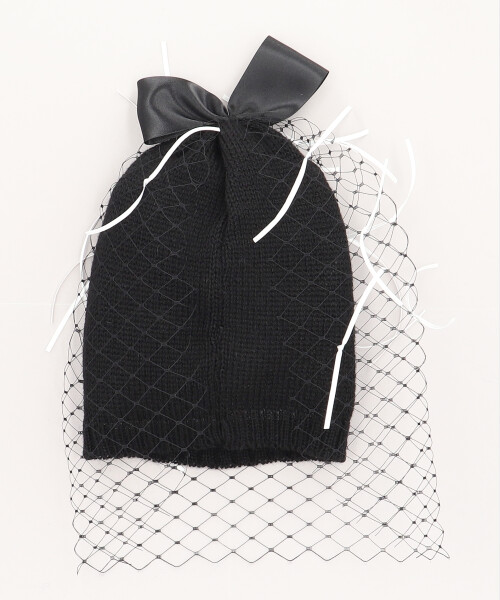 FRINGE VEIL BEANIE WHITE ONESIZE