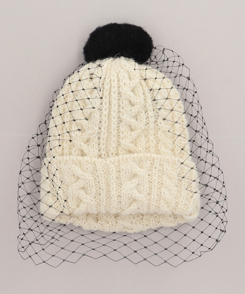CABLE VEIL BEANIE WHITE ONESIZE