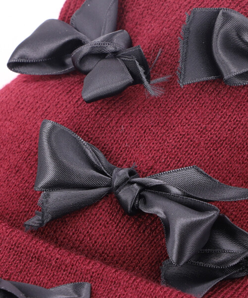 BOW BEANIE WINE RED ONESIZE