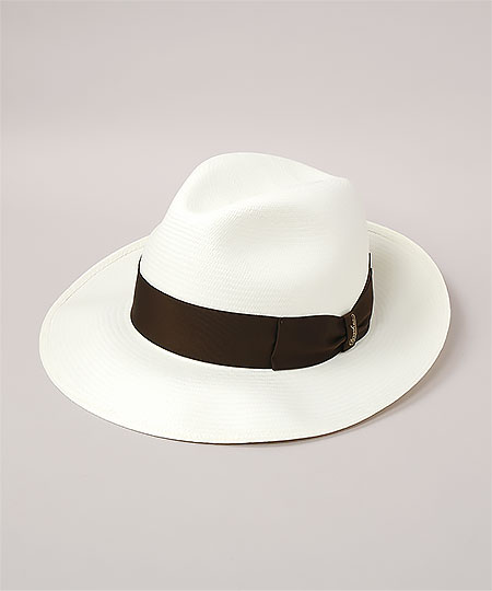 FINE WIDE BRIM 140340 WHITE x BROWN 57