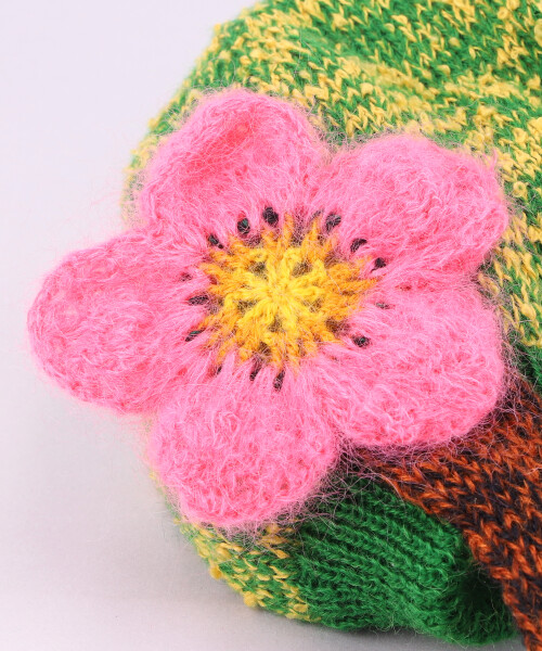 アトンMIXニット花キャップ(ONESIZE GREEN): ニットキャップ｜帽子通販 
