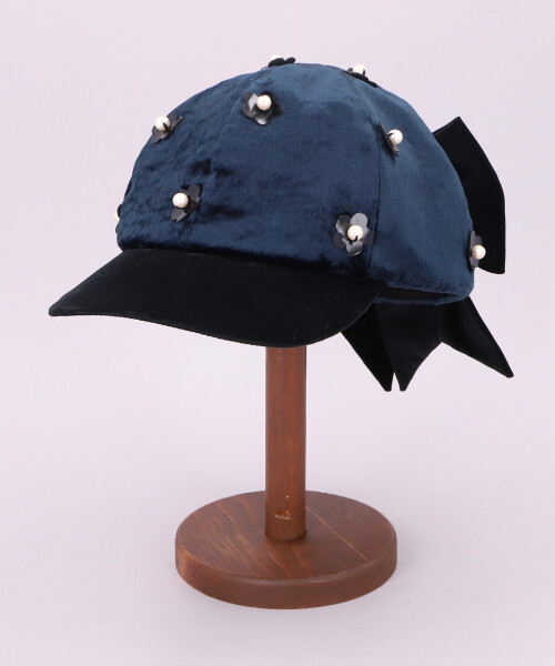 CA 花畑リボンCAP BLACK ONESIZE