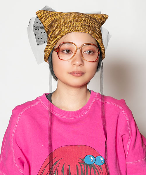 キャットニット帽 PINK ONESIZE