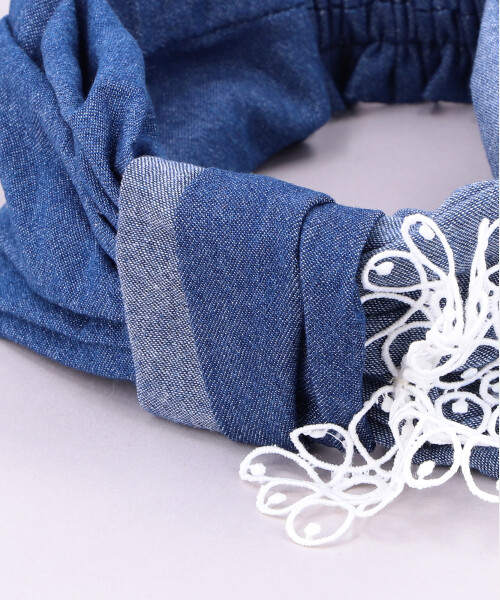 デニムとレースのヘアバンド WHITE ONESIZE