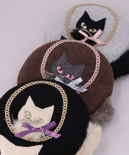 鏡の国のNECOベレー(ONESIZE BLACK): ベレー｜帽子通販｜CA4LA