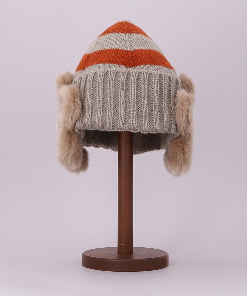 花びら耳付きニットキャップ BEIGE ONESIZE