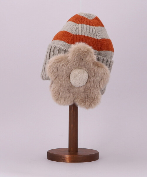 花びら耳付きニットキャップ BEIGE ONESIZE