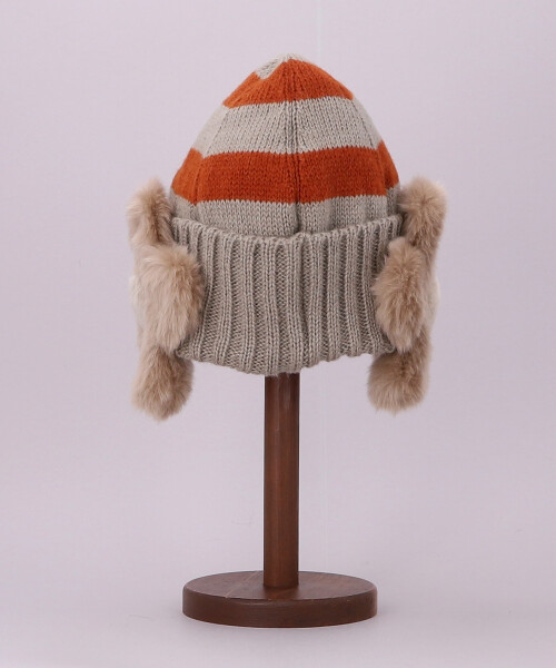 花びら耳付きニットキャップ BEIGE ONESIZE