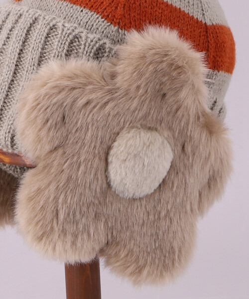 花びら耳付きニットキャップ BEIGE ONESIZE