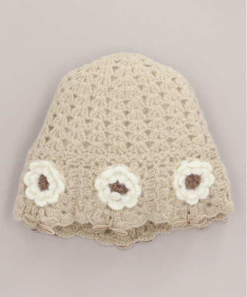 ハナハナニットキャップ BEIGE ONESIZE