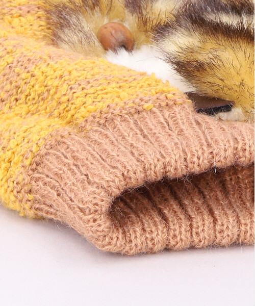リスのニットキャップ PINK ONESIZE