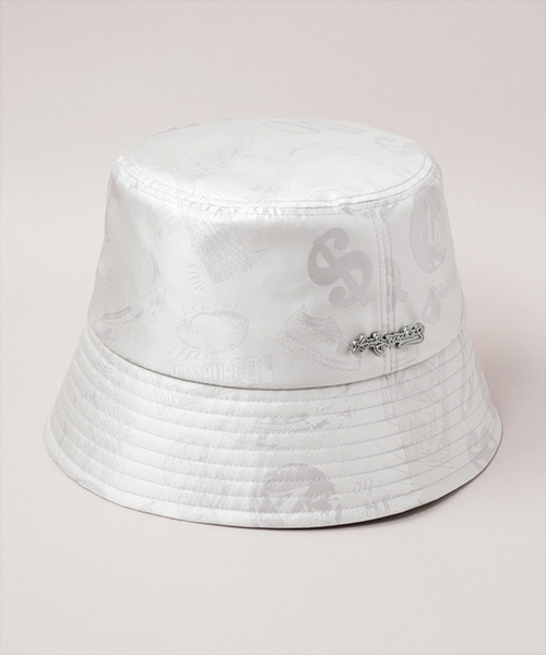 BLACK AND WHITE PAINTINGS BUCKET HAT(ONESIZE LIGHT GRAY): ハット