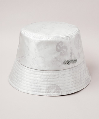 BLACK AND WHITE PAINTINGS BUCKET HAT(ONESIZE LIGHT GRAY): ハット 
