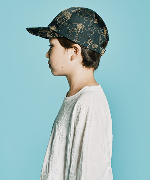 KIDS CHERBS PATTERN CAP BLACK 52-54