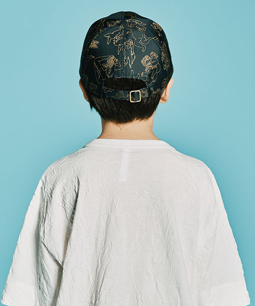KIDS CHERBS PATTERN CAP BLACK 52-54