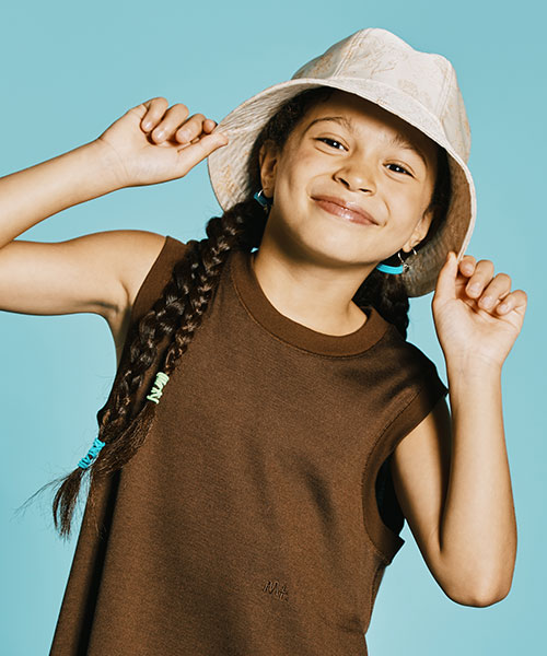KIDS CHERBS PATTERN HAT BEIGE 52-54