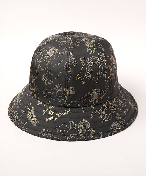 KIDS CHERBS PATTERN HAT BLACK 52-54