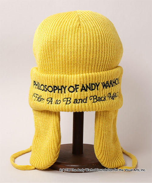 the PHILOSOPHY OF ANDY WARHOL EAR FLAP KNIT CAP BLACK ONESIZE