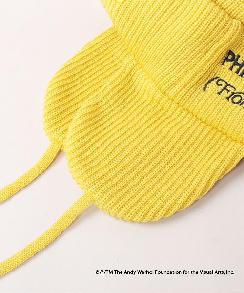 the PHILOSOPHY OF ANDY WARHOL EAR FLAP KNIT CAP BLACK ONESIZE