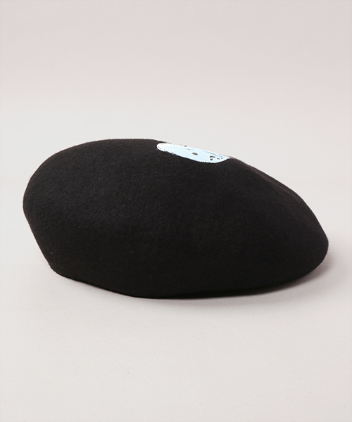 SELF-PORTRAIT SILK SCREEN BERET BLACK ONESIZE