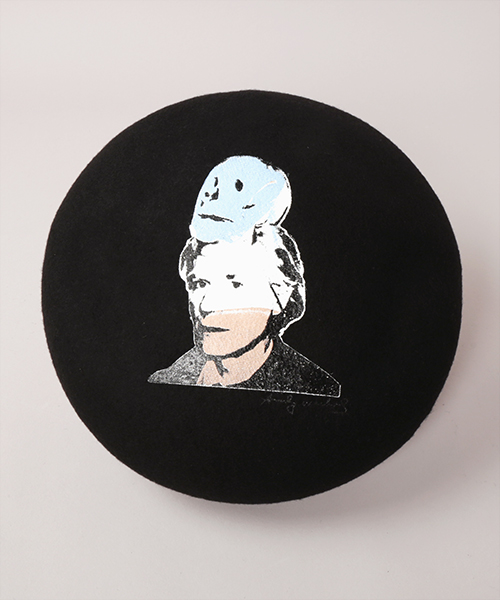 SELF-PORTRAIT SILK SCREEN BERET BLACK ONESIZE