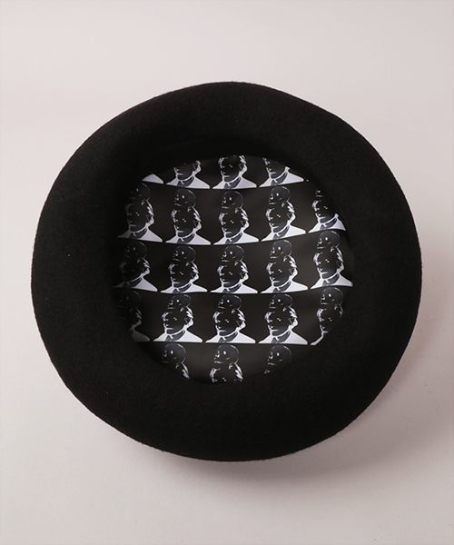 SELF-PORTRAIT SILK SCREEN BERET BLACK ONESIZE