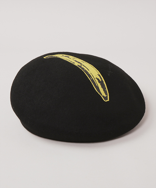 BANANA SILK SCREEN BERET BLACK ONESIZE