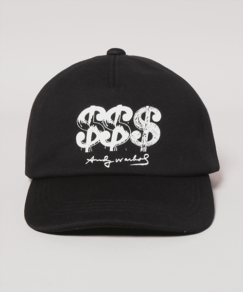 DOLLAR SIGN SILK SCREEN CAP BLACK ONESIZE