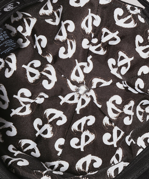 DOLLAR SIGN SILK SCREEN CAP BLACK ONESIZE