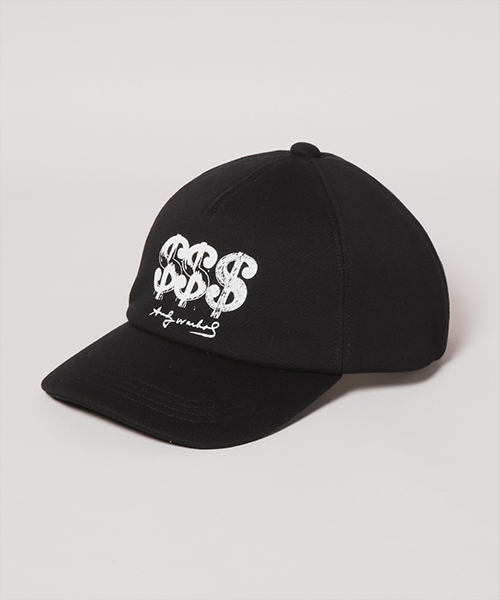 DOLLAR SIGN SILK SCREEN CAP BLACK ONESIZE