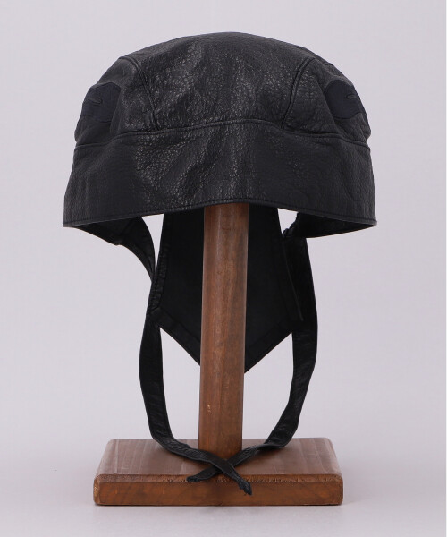 KAMIYA x CA4LA LEATHER BIKER HEAD WRAP BLACK x BLACK ONESIZE