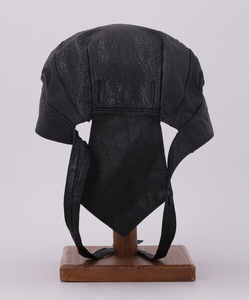 KAMIYA x CA4LA LEATHER BIKER HEAD WRAP BLACK x BLACK ONESIZE