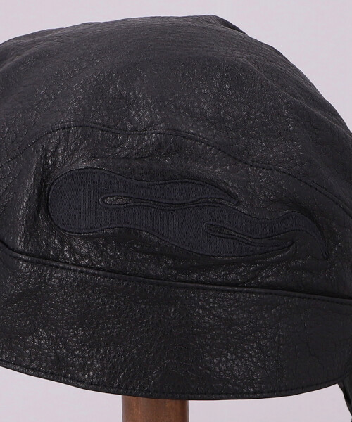 KAMIYA x CA4LA LEATHER BIKER HEAD WRAP BLACK x BLACK ONESIZE