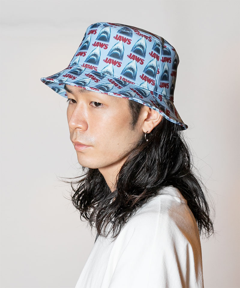 JAWS PATTERN BUCKET HAT BLUE ONESIZE