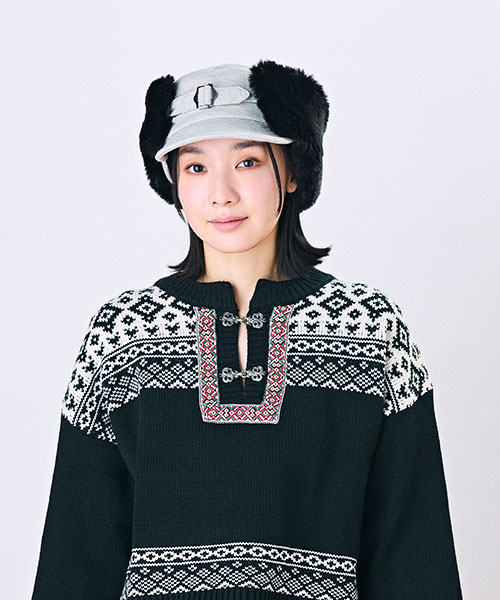 モデル頭囲：55.5cm 着用サイズ：ONESIZE