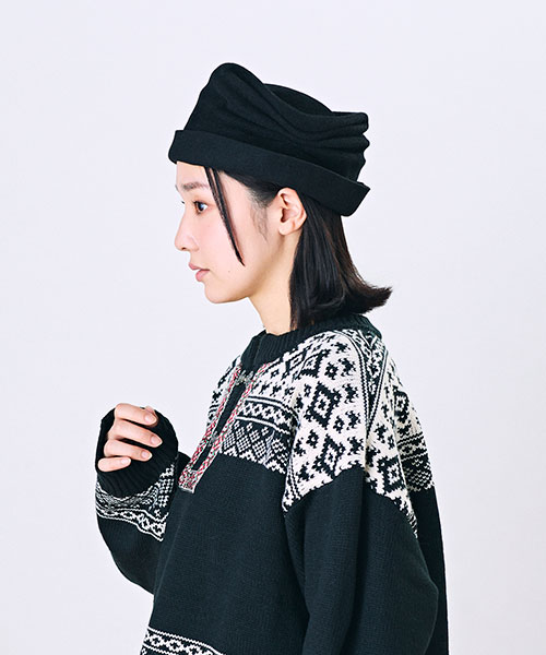 モデル頭囲：55.5cm 着用サイズ：ONESIZE
