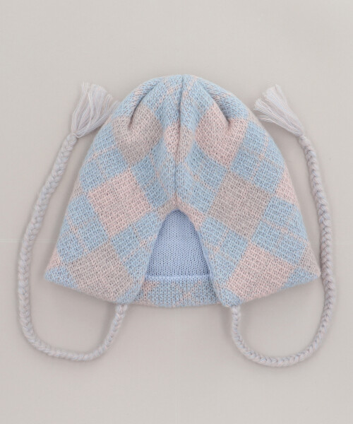 DIAMOND CHECK KNIT BLUE ONESIZE