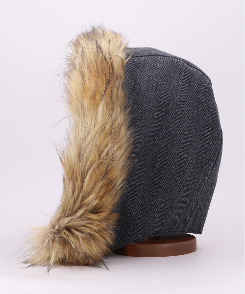FUR HOOD CHARCOAL GRAY ONESIZE