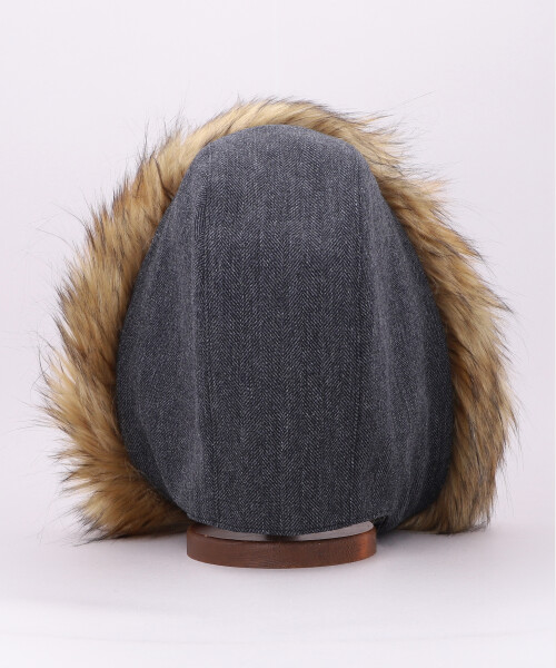 FUR HOOD CHARCOAL GRAY ONESIZE