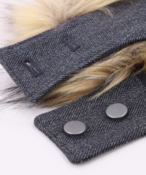 FUR HOOD CHARCOAL GRAY ONESIZE