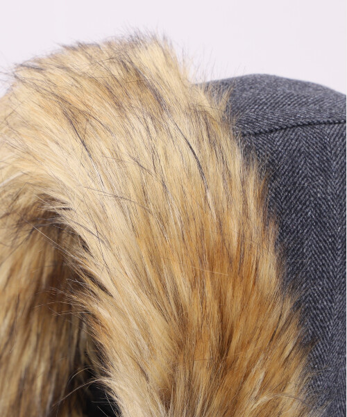 FUR HOOD CHARCOAL GRAY ONESIZE