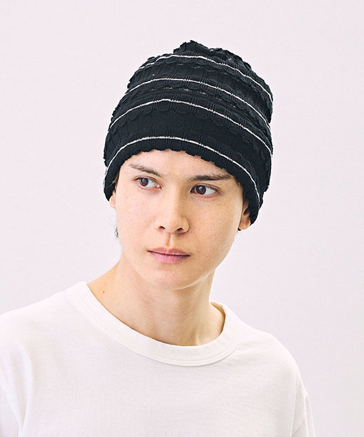 モデル頭囲：54.5cm 着用サイズ：ONESIZE