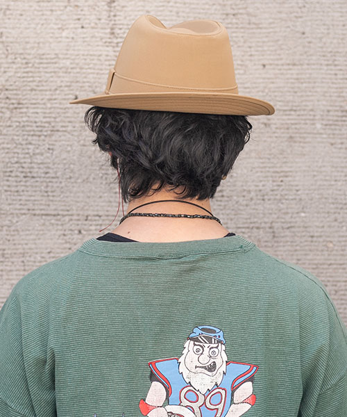 モデル頭囲：57.5cm 着用サイズ：ONESIZE