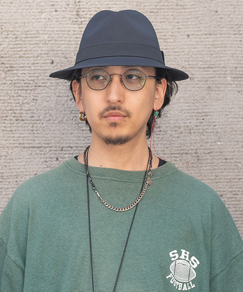 モデル頭囲：57.5cm 着用サイズ：ONESIZE