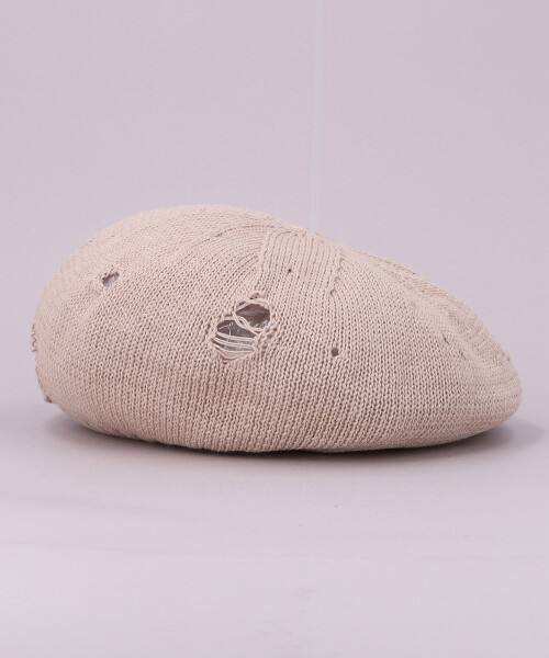 RAGGED KNIT BERET BEIGE ONESIZE