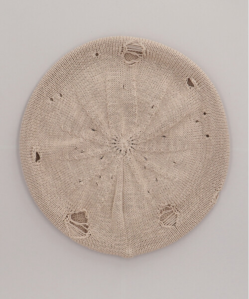 RAGGED KNIT BERET BEIGE ONESIZE