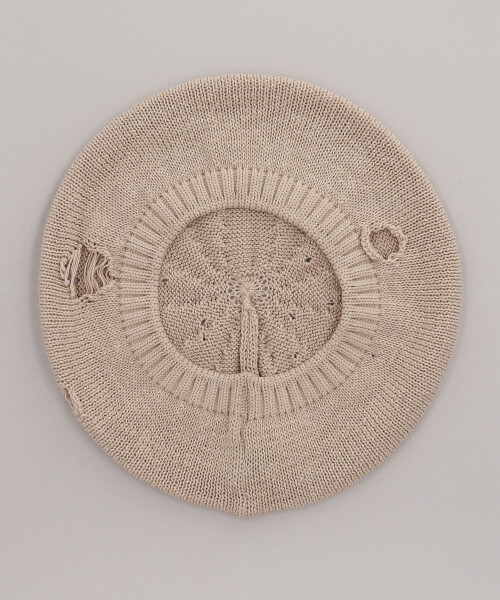 RAGGED KNIT BERET BEIGE ONESIZE