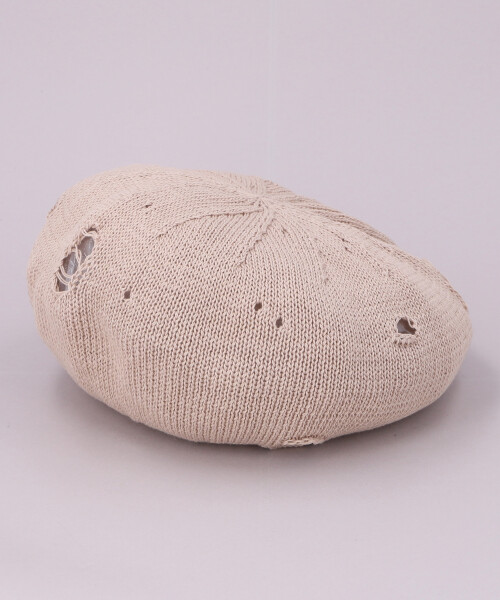 RAGGED KNIT BERET BEIGE ONESIZE