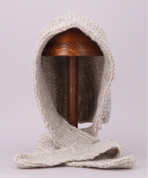 KNIT HOOD BABUSHKA BROWN ONESIZE